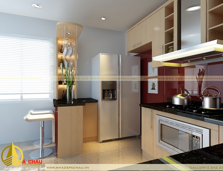 phòng bếp đẹp với mẫu tủ bếp hiện đại