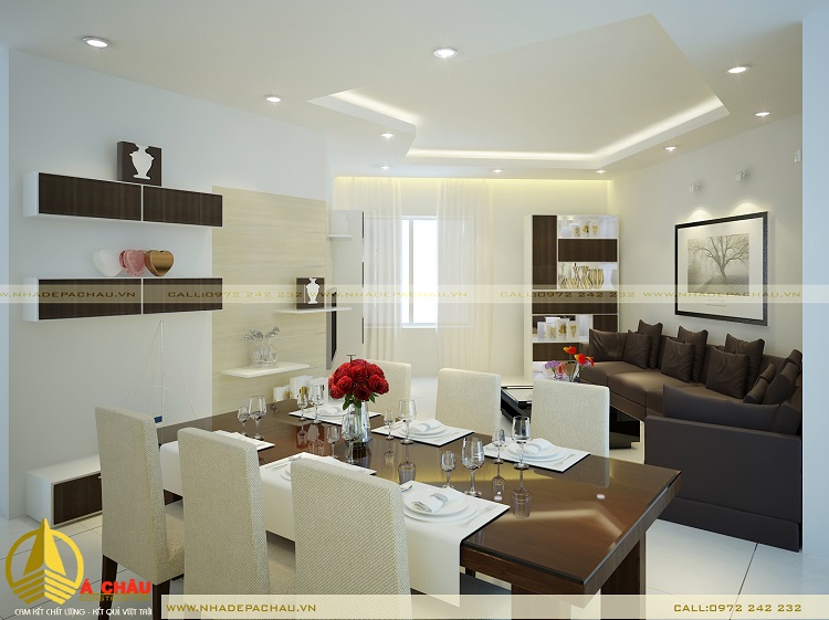 phòng khách nhìn từ góc bếp